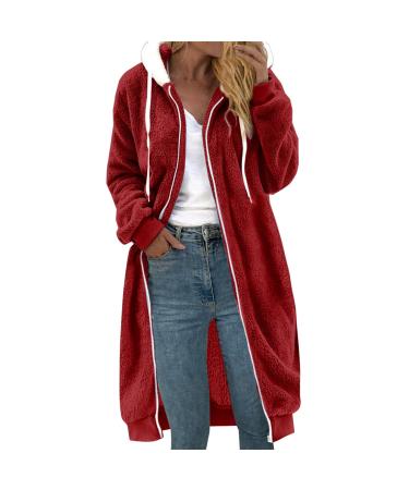 Hanxiulin fleece jacket plush jacket cuddly jacket ladies sweater fleece sweater sweaters winter color variants transition jacket warm outdoor lined fleece buffer coat with hood hoodies for women