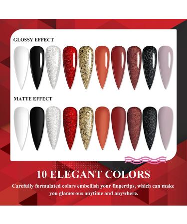 Saviland Halloween Acrylic Powder Set - 10 Colors for French Nails & 3D Nail Art - Professional Red Brown Black Polymer Powder - DIY Gifts - Gorgeous Party Queen - Buy Online on GoSupps.com
