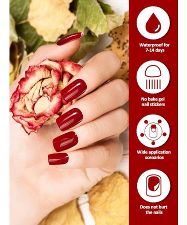 Kalolary 22PCS Full Wraps Nail Polish Stickers Self-Adhesive Nail Strips with 1PCS Nail File Gel Nail Art Wrap Stickers Decals for Women Girls (Red) - Buy Online on GoSupps.com