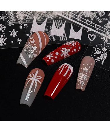 6 Sheets Christmas Nail Art Stickers Decals Self-Adhesive White Stars Snowflakes Nail Supplies Nail Art Design Decoration Accessories - Buy Online on GoSupps.com