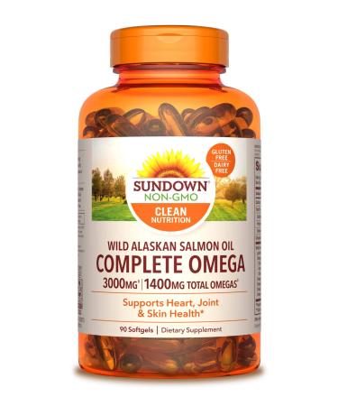 Sundown Complete Omega Wild Alaskan Salmon Oil Softgel, 1400 mg, 90 Softgels (Packaging May Vary) 90 Count (Pack of 1)