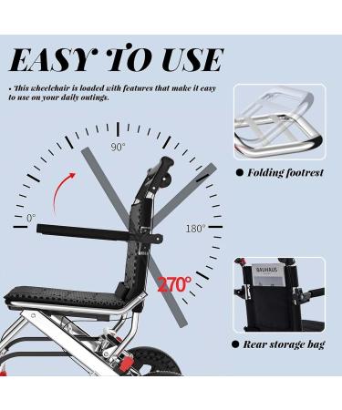 Ultra-Light Transport Wheelchair Travel Wheelchair with Pull Rod Aluminum Wheelchairs for Elderly People Sturdy and Stable for Travel Outdoor Home - Buy Online on GoSupps.com
