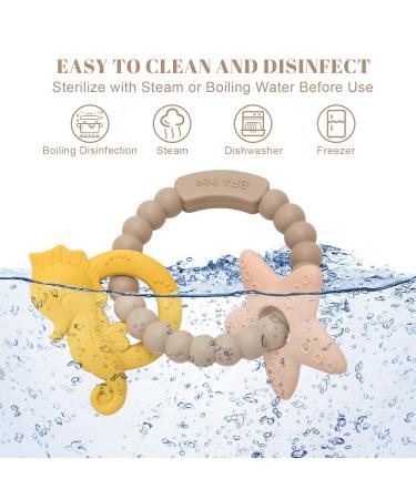 ClDy Bite Ring for Babies | BPA-Free Silicone Teething Toys | Ocean Brown | Soothing & Stimulating Gum Relief for Infants 3 Months+ - Buy Online on GoSupps.com