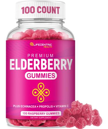 LifeCentric Health Sambucus Elderberry Gummies for Kids and Adults Plus Vitamin C  Propolis and Echinacea| Delicious Raspberry Sambucol Gummy for Adults and Children