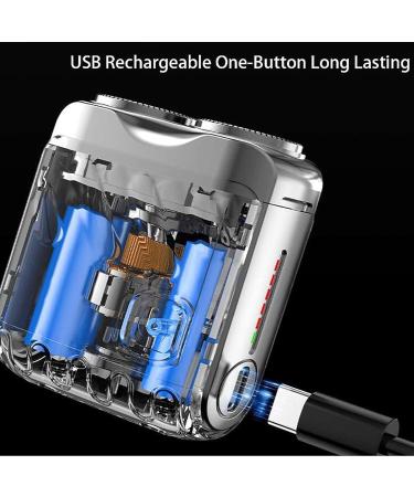 Men's Mini Portable Razor - Wet & Dry Waterproof Pocket Shaver One-Touch Travel Shaver Rechargeable Cordless Rotary Shaver Face Wash Professional Shaver Silver - Buy Online on GoSupps.com