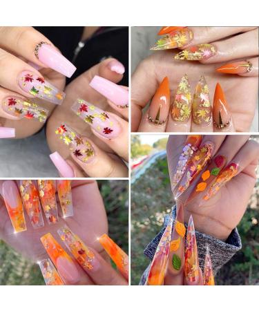 Autumn Nails Glitter Sequin - 12 Color Maple Leaves & 3D Holographic Nail Decoration - Buy Online on GoSupps.com