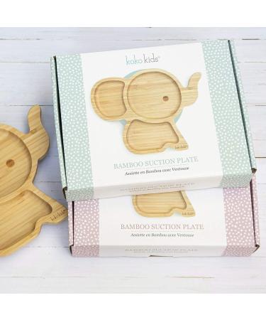 Koko Kids Elephant Suction Plate - Natural Bamboo Baby & Toddler Feeding Plate with Strong Suction Ring | Eco-Friendly Mint Green - Buy Online on GoSupps.com
