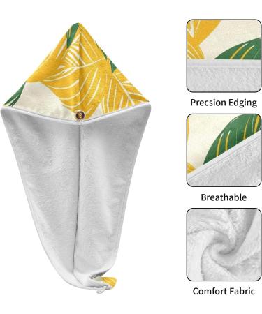 Eco-Friendly Green Yellow Leaf Hair Towel 2 Pack | Super Absorbent Quick Dry Hair Turbans for Women & Girls - Buy Online on GoSupps.com