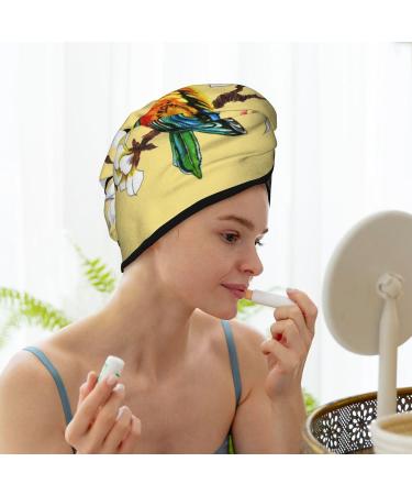 Microfiber Hair Drying Cap - Bright Birds Soft Absorbent Towel Wrap for Quick Drying Curly Long & Thick Hair | Fast-Dry Hair Towel with Button - Buy Online on GoSupps.com