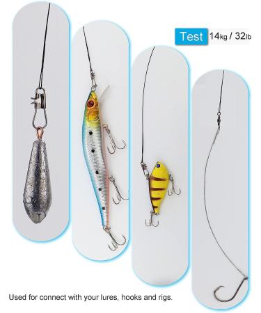 Facikono Steel Leaders Fishing Saltwater Wire with Swivels and Snaps - 60PCS, 12in Black - Buy Online on GoSupps.com