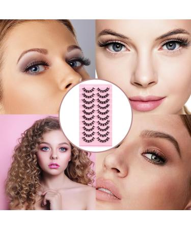 10 Pairs Eyelashes Russian Strip Lashes Natural Look Russian Strip Lashes D Curly Natural Wispy Fluffy Fake Eyelashes Lashes Lash Extensions Natural Lashes Perfect for Weddings Birthday - Buy Online on GoSupps.com