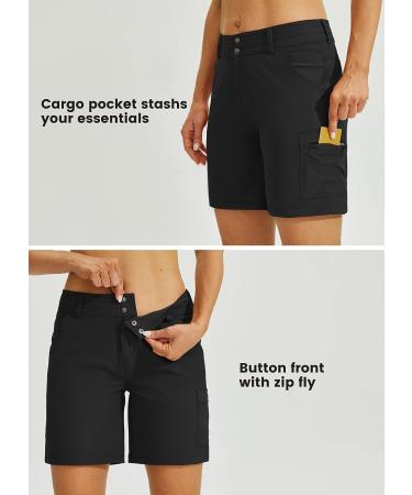 Willit Women's Golf Hiking Shorts - Cargo Quick Dry Athletic Shorts, Black, Size 12 - Buy Online on GoSupps.com