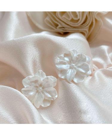 YienDoo Large White Flower Earrings | Vintage Floral Petal Studs for Weddings & Proms - Buy Online on GoSupps.com