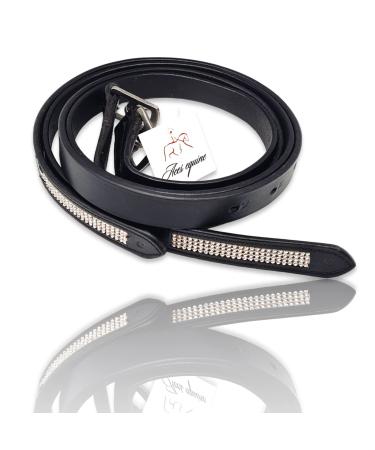 Horse Diamante Stirrup Leathers Adults Or Childs Black Brown Color Strong Leather With Soft Finish For Dressage (54-INCH BLACK) 54-INCH BLACK