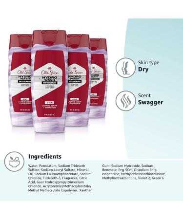 Old Spice Hydro Men's Body Wash 16oz 4-Pack - Smoother Swagger Scent - Hardest Working Collection - Buy Online on GoSupps.com