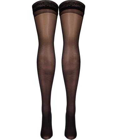 Truform Sheer Compression Stockings for Women - 8-15 mmHg Thigh High Black Medium (Pack of 2) - International Shipping Available - Buy Online on GoSupps.com
