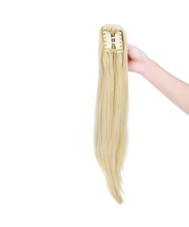 Curly Clip-In Ponytail Extensions - 55 cm Wavy Synthetic Hair for Women | Golden Mix Bleached Blonde Braid - Buy Online on GoSupps.com