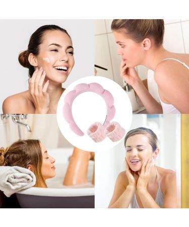 3 Pcs Pink Spa Headband Set | Makeup & Skincare Headbands with Wristband Scrunchies - Buy Online on GoSupps.com