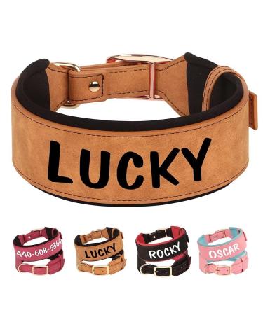 PET artist personalized PU leather dog collar for medium -sized dogs stylish and comfortable Suitable for girls and boys dogs brown m: Neck 33-41cm Width 3cm brown