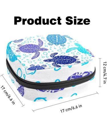 Stylish Turtle Silhouette Menstruation Pad Bag with Zipper - Women's Napkin & Tampon Collection Bag - Ocean Pattern for Girls - Buy Online on GoSupps.com