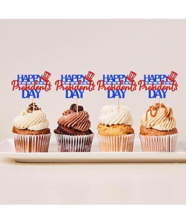 Keaziu 24 Pack Happy President's Day Cupcake Toppers Blue Red Glitter President Cupcake Picks America President Cupcake Toppers for American Patriotic Theme Party Cake Supplies Blue - Buy Online on GoSupps.com