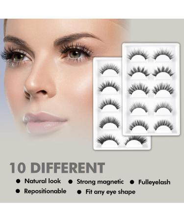 Magnetic Eyelashes & Eyeliner Kit | 10 Pairs Natural False Lashes | Waterproof Liner | Easy Application | No Glue Needed - Buy Online on GoSupps.com