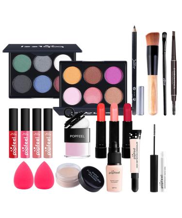 BrilliantDay 20PCS Professional Makeup Set & Portable Travel All-in-One Cosmetic Set Eyeshadows Highlighter Lipstick Blush Brushes Compact and Lightweight Design for Girls Women #6*20PCS