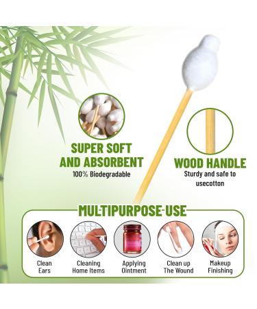 Biodegradable Bamboo Cotton Swabs for Babies | Safe Organic Ear Cleaning & Makeup | Eco-Friendly 100pcs Pack - Buy Online on GoSupps.com