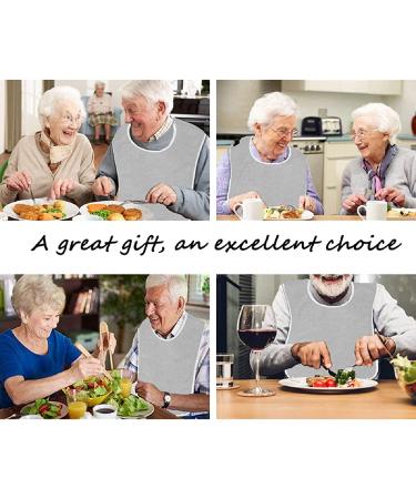 Super Absorbent Waterproof Terry Cloth Adult Bibs | Set of 4, Ideal for Men, Women, Elderly | Grey - Buy Online on GoSupps.com
