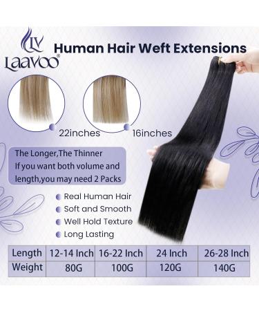 LAAVOO TREEN 100g 50cm Black Remy Hair Extensions - Soft Straight Weft for Weaving #1 Black Tress - Buy Online on GoSupps.com