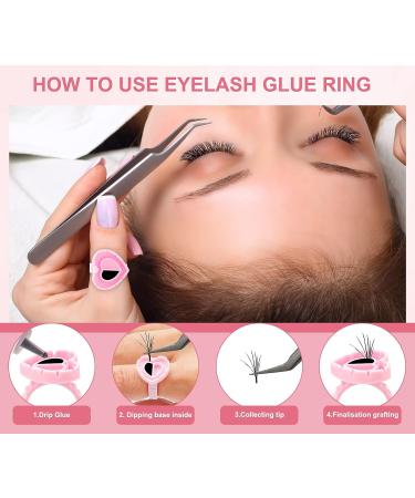 100PCS Disposable Glue Rings for Eyelash Extensions - Heart-Shaped Lash Fan Blossom Supplies - Pink - Buy Online on GoSupps.com