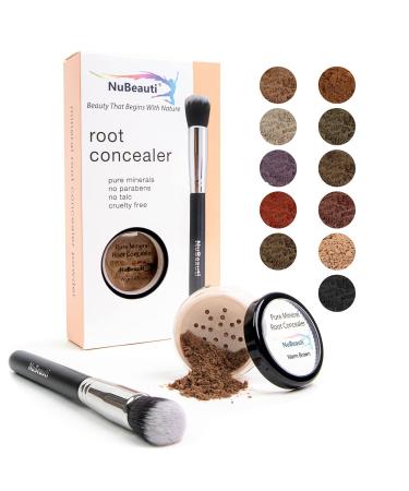 Hair Root Touch Up Powder  Root Cover Up Hair Powder  11 True-to-Nature Root Concealer Shades  Zero Fragrance, Talc or Parabens  Hair Cover Hairline Powder by NuBeauti (With Brush, Warm Brown) With Brush Warm Brown