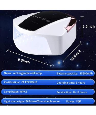 Cordless LED UV Nail Lamp 96W Rechargeable LED Nail Dryer with 4 Timer Settings Auto Sensor and LCD Touch Screen Professional Gel UV Light for Salon and Home Use - Buy Online on GoSupps.com