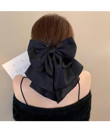 Hair Bows for Women Bows for Hair Ribbon Hair Clips 2PCS Black Red Hair Bow Satin Bow Hair Clips Large Silky Ribbon Bows Hair Accessories for Women Girls Short Type - Buy Online on GoSupps.com