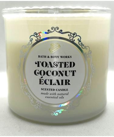 Bath & Body Works White Barn 3-Wick Candle w/Essential Oils - 14.5 oz - 2022 Spring Scents! (Toasted Coconut Eclair)
