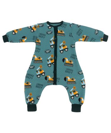 ZIGJOY Toddler Sleeping Bag 1.5 TOG Baby Sleep Bag with Feet 100% Cotton Sleep Sack All Year Round for 10-13T Baby Girl Boy Essentials Excavator