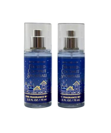 Bath & Body Works Mini Travel Size Fine Fragrance Mists 2.5oz Each Set of 2 (Frosted Coconut Snowball)