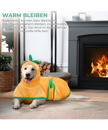 Bibykivn Microfiber Pumpkin Dog Bathrobe Coat - Adjustable Super Absorbent for Small Medium & Large Dogs - XL Yellow - Buy Online on GoSupps.com