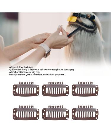 Wig Clips 32mm Snap Clips Wig Teeth Combs U Shape Metal Clips 6 Teeth Combs Clips for Hair Extensions and Wefts(Brown) - Buy Online on GoSupps.com