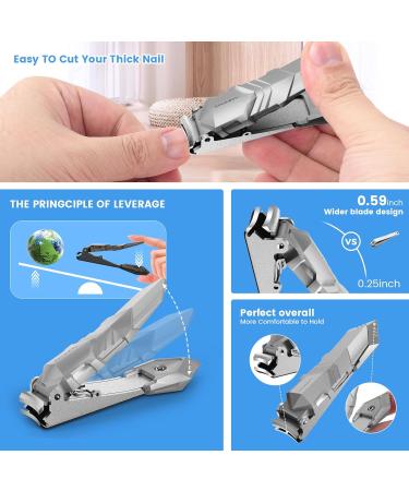 Professional Heavy Duty Nail Clippers for Men with Catcher - Stainless Steel Toenail Clippers for Seniors and Adults - No Splash Self-Collecting Nail Cutter - Buy Online on GoSupps.com