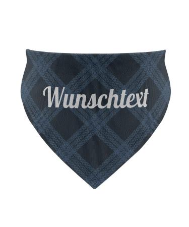 printplanet - Dog scarf with name or text - Scarf for dogs - Layout Checkered pattern Blue - Size M Size M Checkered pattern Blue