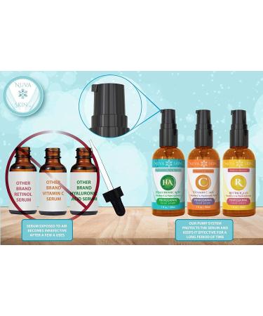 NUVA SKIN Anti Aging Serum Set - Vitamin C, Retinol, Hyaluronic Acid - 3 Pack Face Serum for Women and Men - Skin Care Regimen - 1 Fl Oz - Buy Online on GoSupps.com