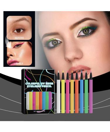  Huyeruie Liquid Eyeliner - Colored Eyeliner with Glitter | UV Neon Liquid Eyeliner Set | Graphic Pigmented Glitter Cases | 8-Color Neon Liquid Eyeliner Pen | Makeup Supplies - Buy Online on GoSupps.com