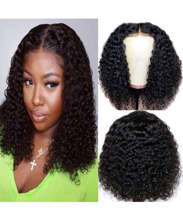 Ainmeys 16inch Short Bob Wigs 4x4 Lace Closure Wigs Brazilian Curly Wave Lace Front Wigs Human Hair Curly Bob Wigs for Black Women 150% Density Pre Plucked Natural Hairline(16inch) 16 Inch 4x4 lace closure