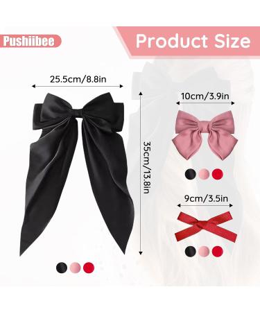 12 Pcs Silky Satin Hair Bows for Women. Bow Hair Clips 3 Colors Oversized Hair Bow Hair Clips Tassel Ribbon Bow Clips French Barrette Hair Accessories for Women Long Short Hair - Buy Online on GoSupps.com