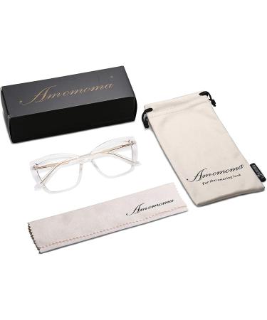 AMOMOMA TR90 Oversized Blue Light Reading Glasses Women | Stylish Square Cat Eye AM6031 0c2.clear 2.5x - Buy Online on GoSupps.com