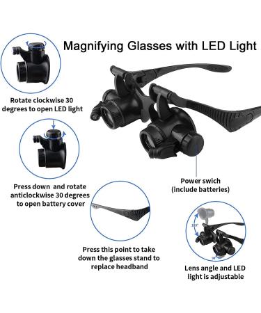 Magnifying Glasses with LED Light  LXIANGN Jeweler Loupe Watch Repair Magnifier with 8 Interchangeable Lens-2.5X 4X 6X 8X 10x 15x 20x 25x for Close Work 2.5x/4x/6x/8x/10x/15x/20x/25x - Buy Online on GoSupps.com