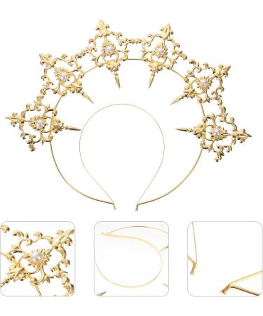 Lurrose Golden Crown Headband - Mary Goddess Tiaras for Weddings Halloween Costumes & Cosplay Parties | 33x25cm Headdress - Buy Online on GoSupps.com