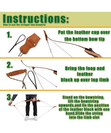 LWANO Archery Recurve Bow Stringer Tool - Nylon Rope & Leather - Brown - Buy Online on GoSupps.com