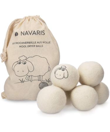 Navari's Eco-Friendly 6 Pack Wool Dryer Balls | Organic Fabric Softener Alternative | Sustainable & Reusable Tumble Dryer Solution - Buy Online on GoSupps.com